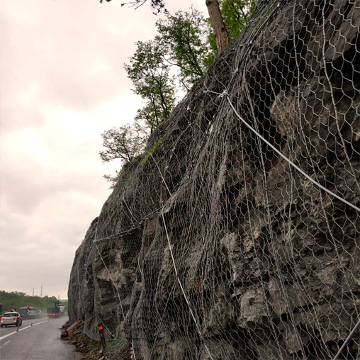 wire and rock fence